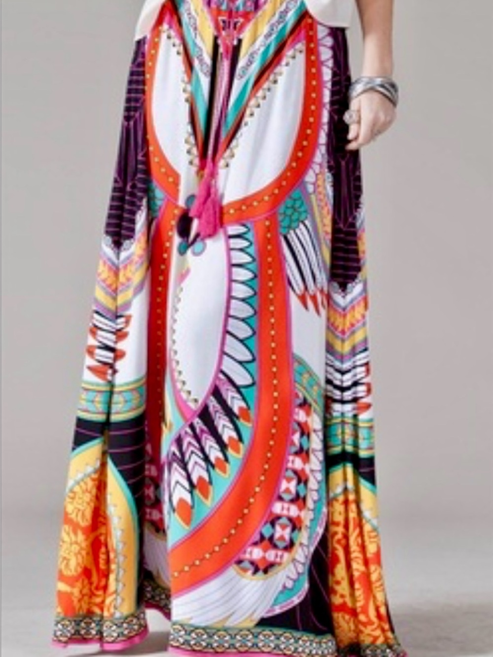 Flying Tomato Aztec Boho Skirt in Orange, Turquoise & Pink - Picture 6 of 6